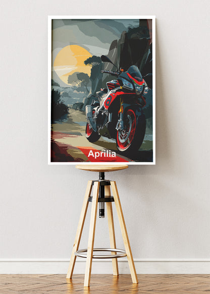 Aprilia Dusk Ride Motorcycle Wall Art Poster & Canvas