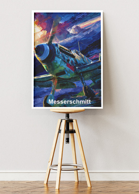 Messerschmitt BF 109 Poster & Canvas Print – Illustrated WWII Fighter Aircraft Wall Art