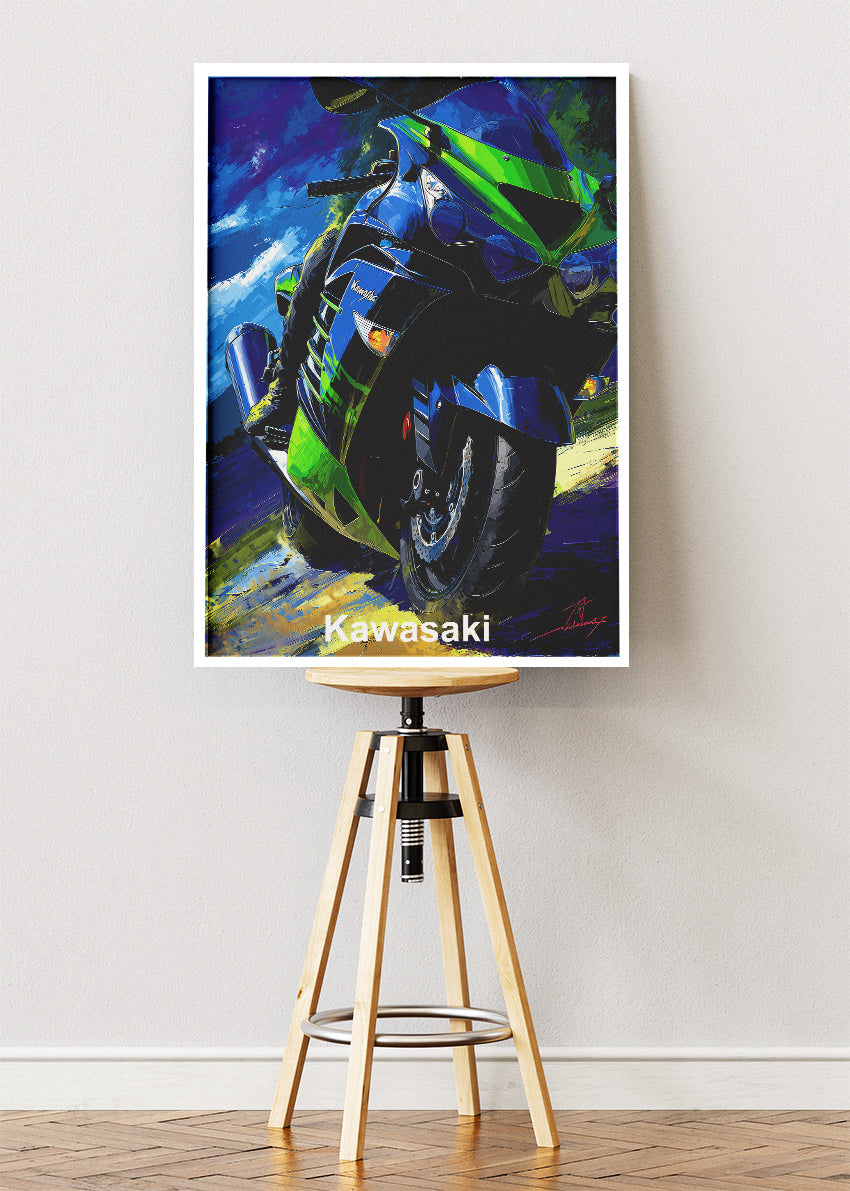 Kawasaki Superbike Speed Power Wall Art Poster & Canvas