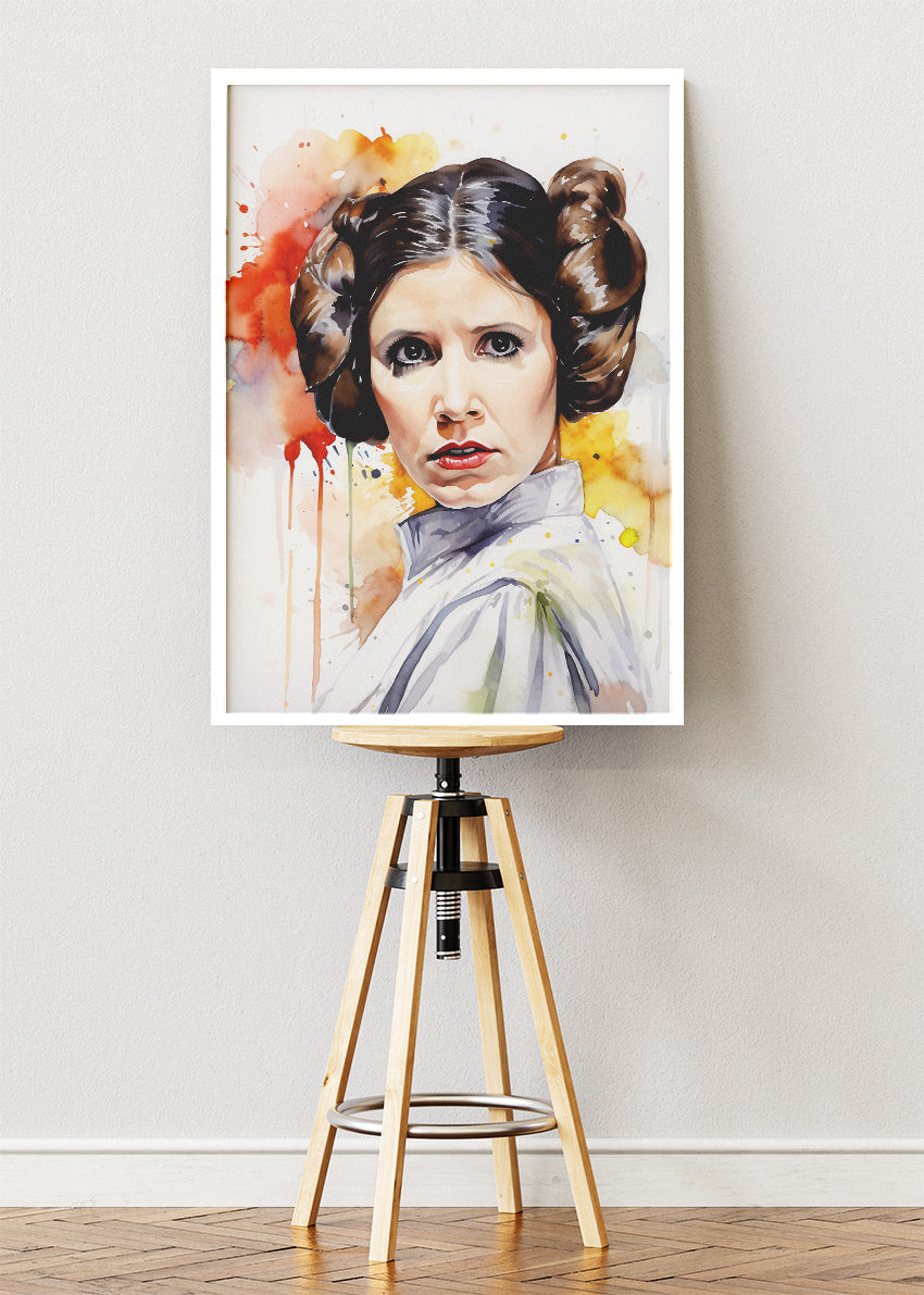 Princess Leia Watercolor Portrait Canvas & Poster Print – AI PRINT LAB