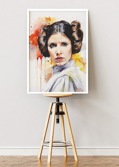 Princess Leia Watercolor Portrait Canvas & Poster Print – AI PRINT LAB