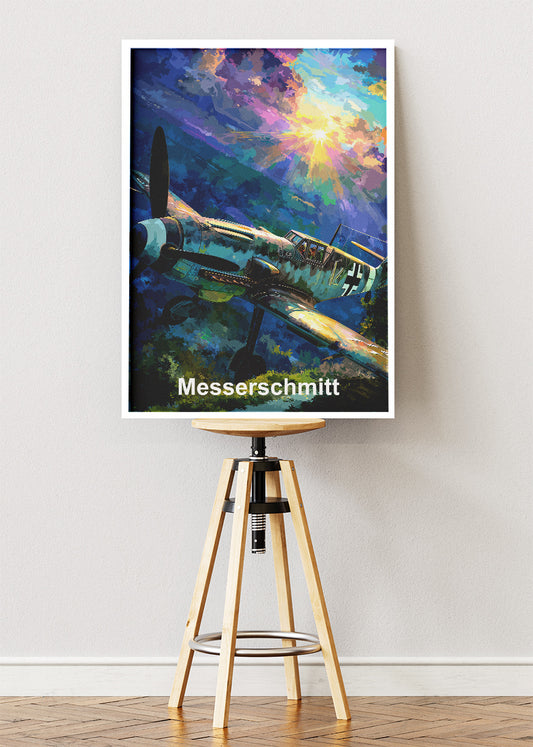 Messerschmitt BF 109 Poster & Canvas Print – Illustrated WWII Fighter Aircraft Wall Art