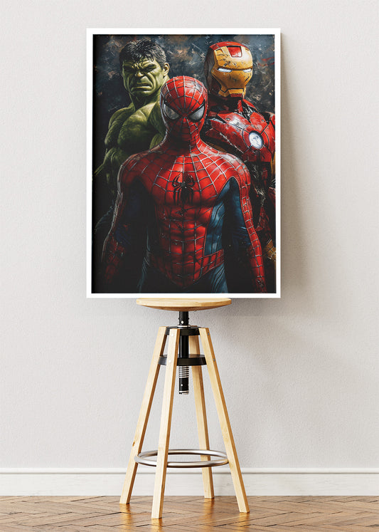 Spider-Man, Iron Man & Hulk Superhero Trio Canvas & Poster Print – AI PRINT LAB