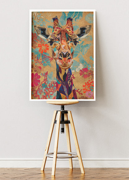 Floral Giraffe Poster & Canvas Print – Colorful Artistic Safari Wall Art