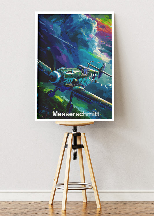 Messerschmitt BF 109 Poster & Canvas Print – Illustrated WWII Fighter Aircraft Wall Art