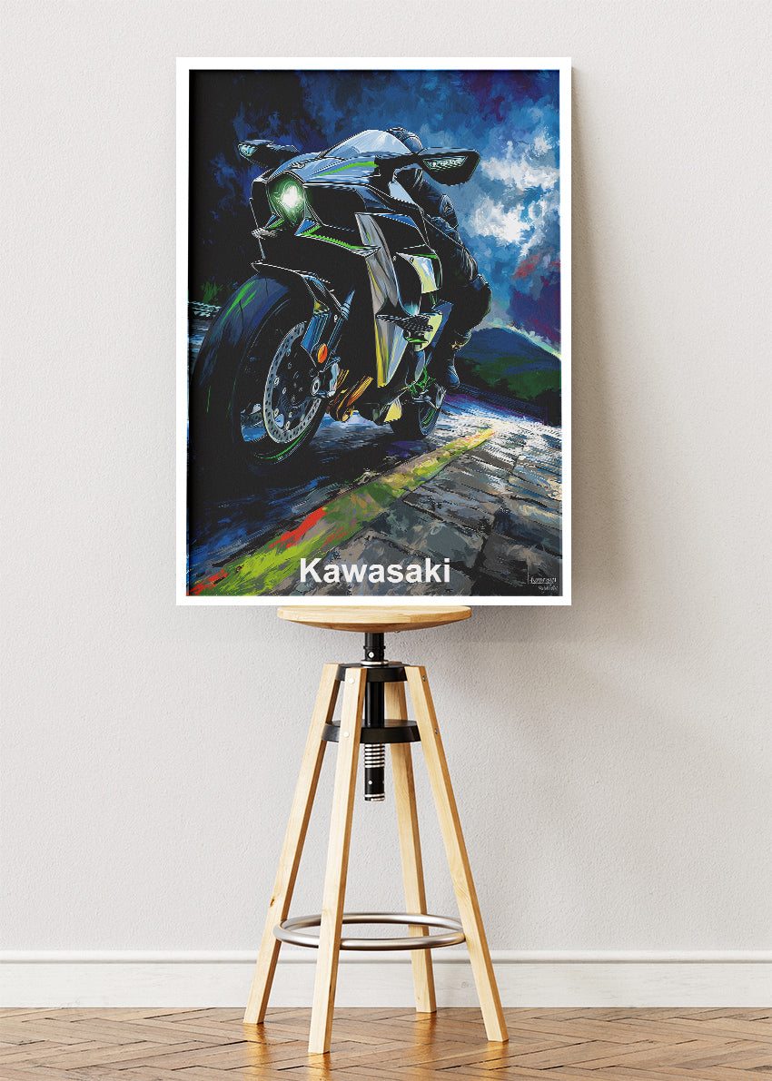 Kawasaki Midnight Power Superbike Wall Art Poster & Canvas