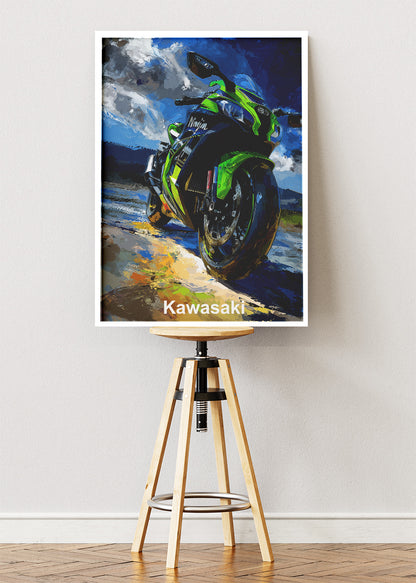 Kawasaki Ninja Power Ride Superbike Wall Art Poster & Canvas