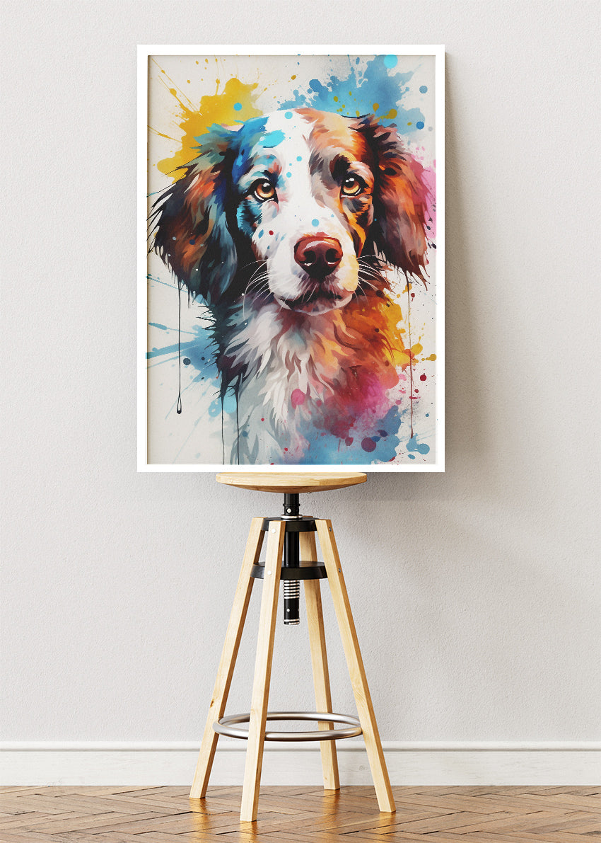 Color Splash Dog Art Poster & Canvas Print – Vibrant Watercolor Pet Portrait