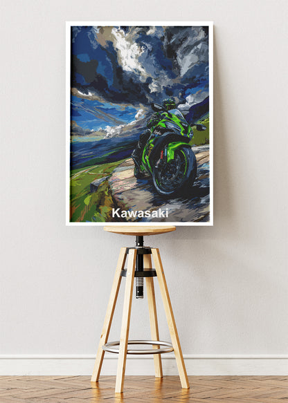 Kawasaki Ninja Storm Ride Superbike Wall Art Poster & Canvas