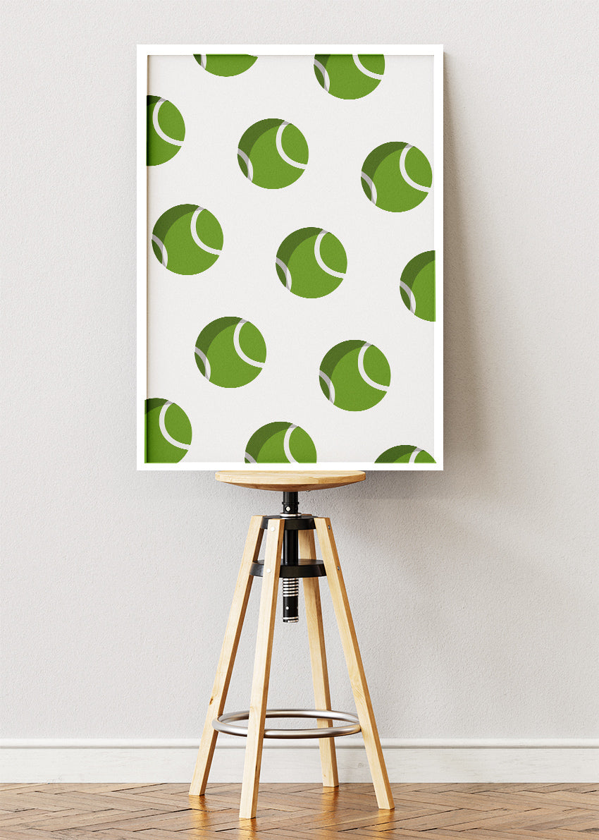 Green Tennis Ball Pattern Wall Art Poster & Canvas Print – Modern Sports Decor