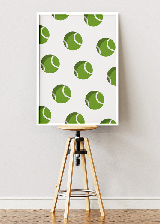 Green Tennis Ball Pattern Wall Art Poster & Canvas Print – Modern Sports Decor