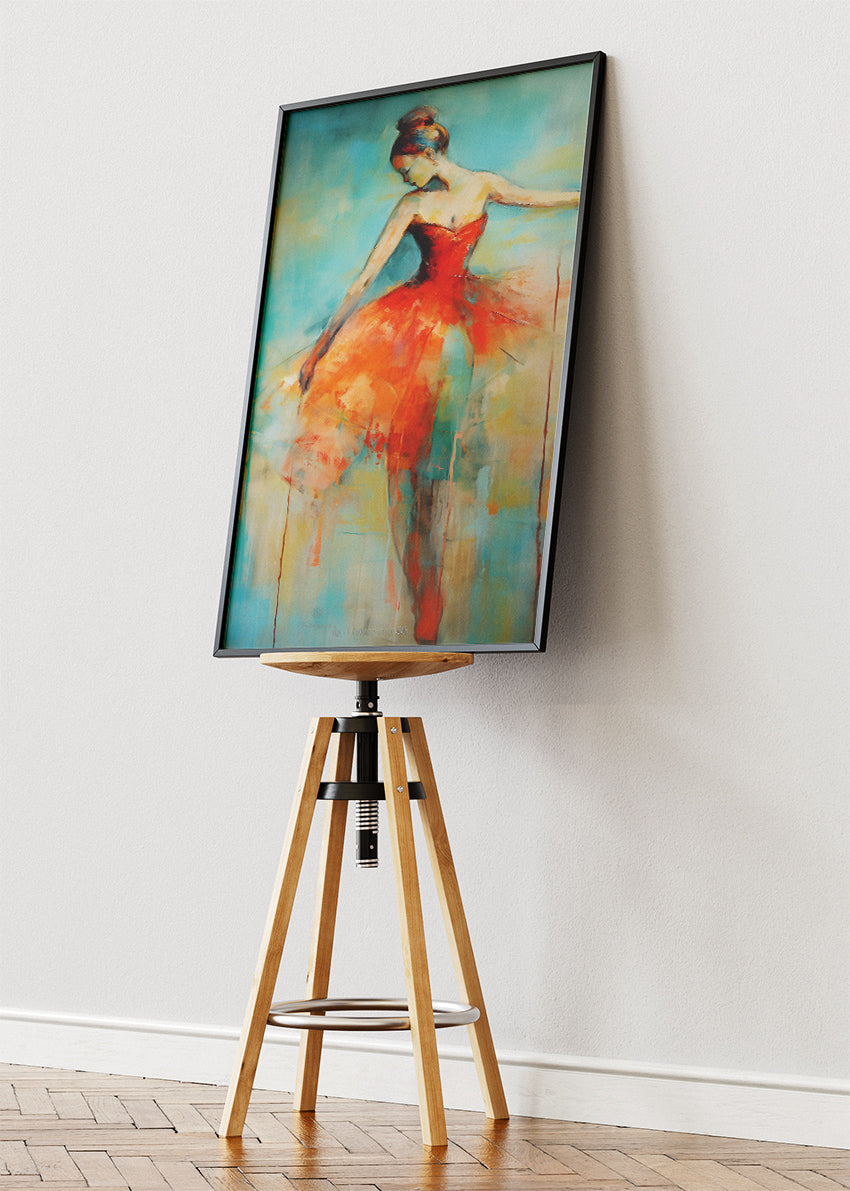 Abstract Ballerina in Red Dress Canvas & Poster Print – AI PRINT LAB