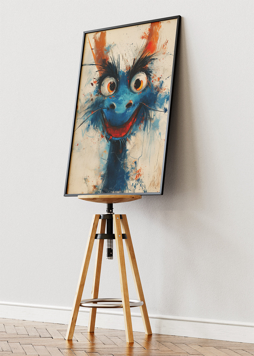 Abstract Blue Dragon Poster & Canvas Print – Expressive Fantasy Wall Art