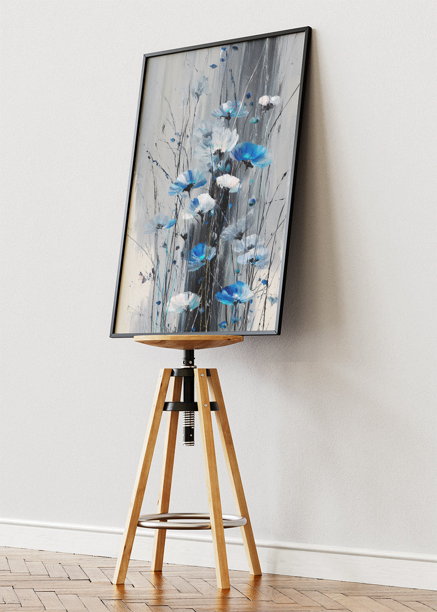 Abstract Blue Floral Botanical Canvas & Poster Print – AI PRINT LAB