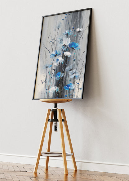 Abstract Blue Floral Botanical Canvas & Poster Print – AI PRINT LAB