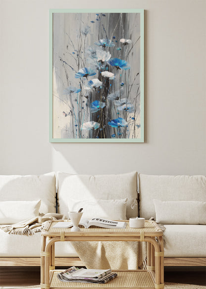 Abstract Blue Floral Botanical Canvas & Poster Print – AI PRINT LAB