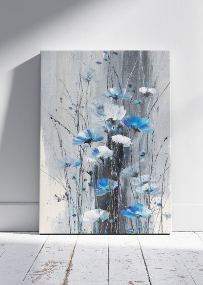 Abstract Blue Floral Botanical Canvas & Poster Print – AI PRINT LAB