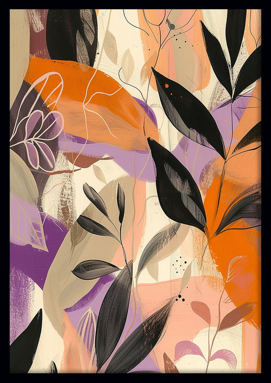 Abstract Botanical Leaves – Modern Nature Canvas & Poster Wall Art – T1071 – AiPrintLab