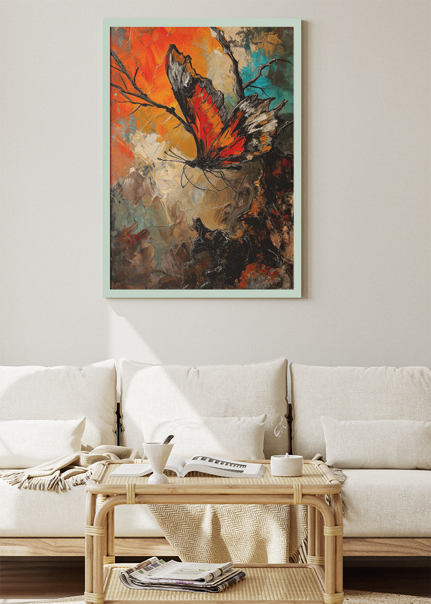 Abstract Butterfly Art Print & Canvas – Textured Modern Nature Wall Art
