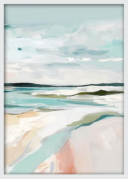 Abstract Coastal Horizon – Soft Pastel Seascape Canvas & Poster Wall Art – T1272 – AiPrintLab