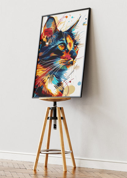 Abstract Colorful Cat Wall Art Print & Canvas – Modern Vibrant Feline Artwork