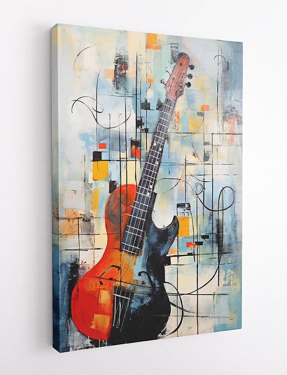 Abstract Electric Guitar Canvas Art Print & Poster – T575 – AiPrintLab