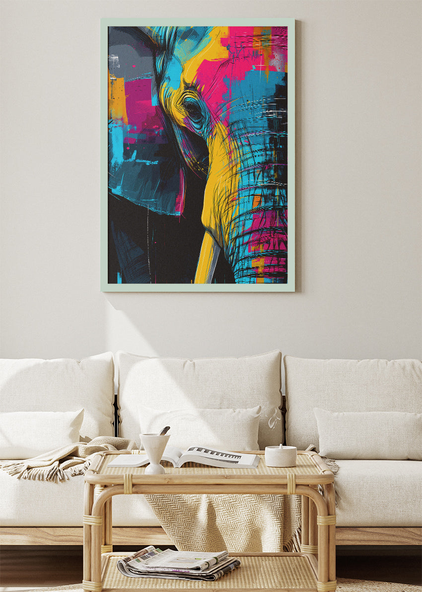 Abstract Elephant Canvas Print & Poster – Colorful Modern Wildlife Wall Art