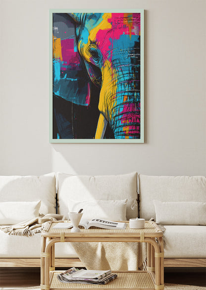 Abstract Elephant Canvas Print & Poster – Colorful Modern Wildlife Wall Art