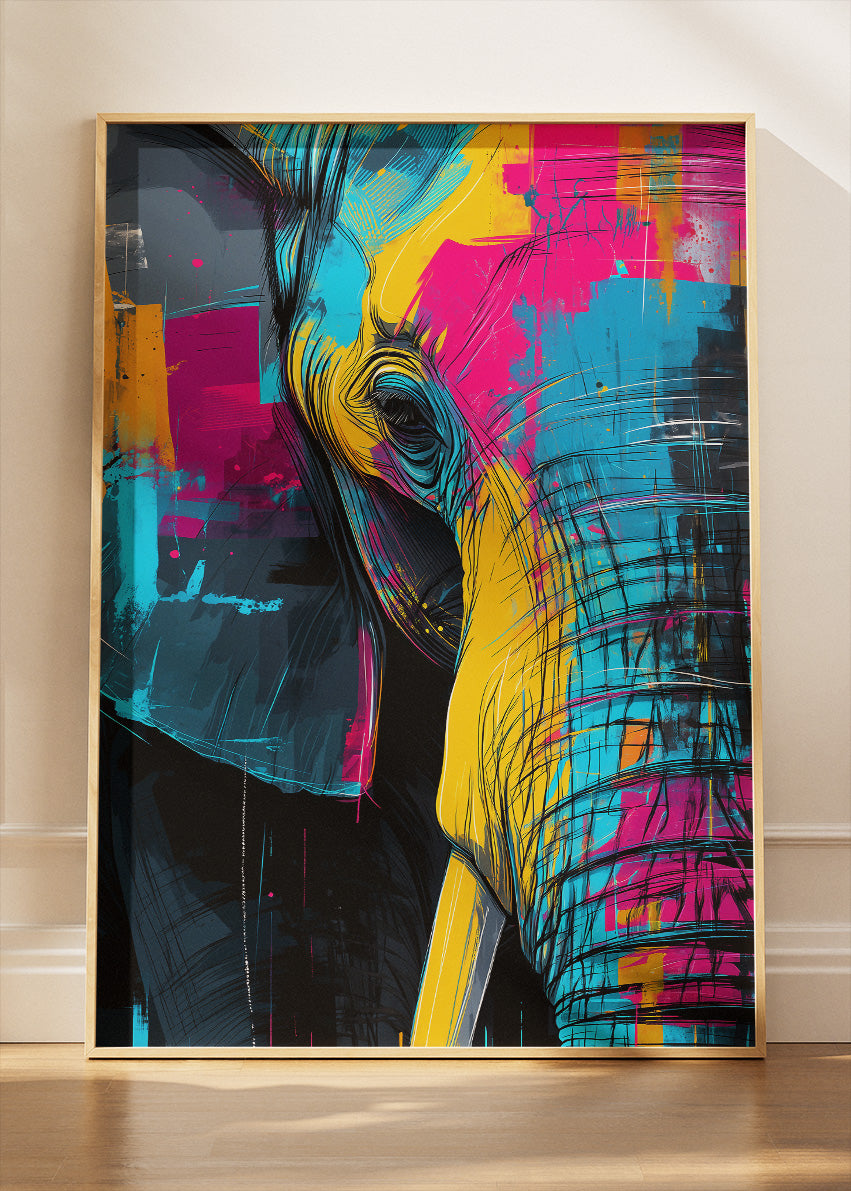 Abstract Elephant Canvas Print & Poster – Colorful Modern Wildlife Wall Art