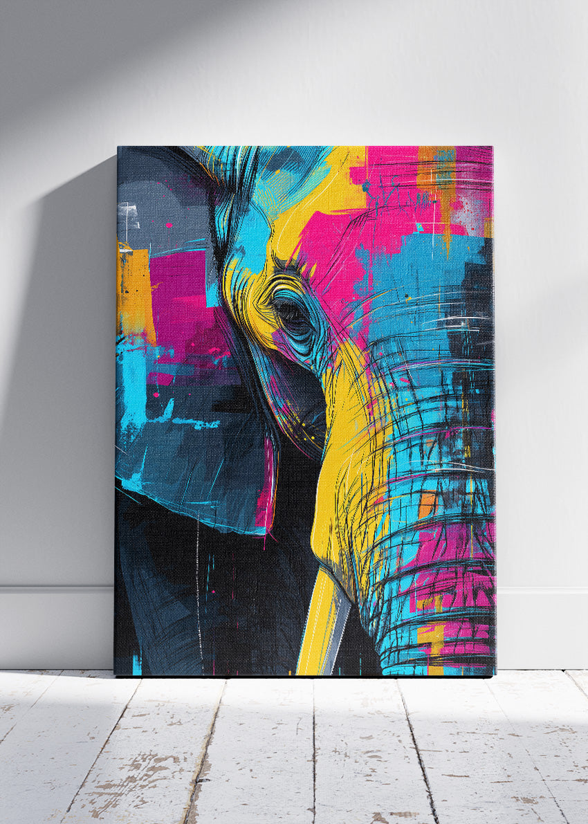Abstract Elephant Canvas Print & Poster – Colorful Modern Wildlife Wall Art