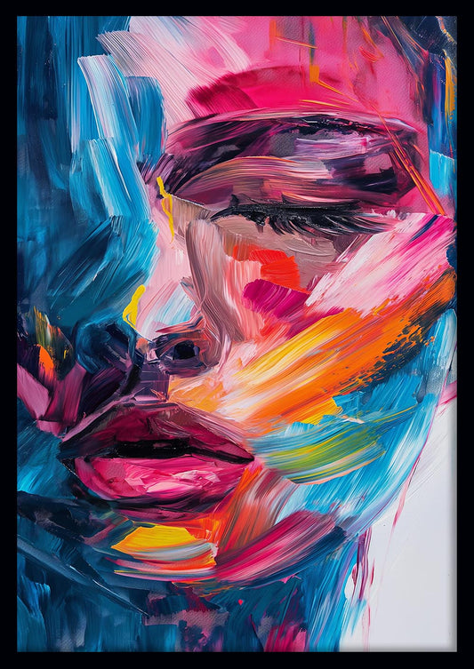 Abstract Female Portrait – Bold Brushstroke Expressionist Canvas Wall Art – T953 – AiPrintLab