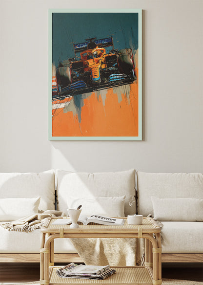 Abstract Formula 1 Orange Racing Car Poster Canvas & Print – AI PRINT LAB