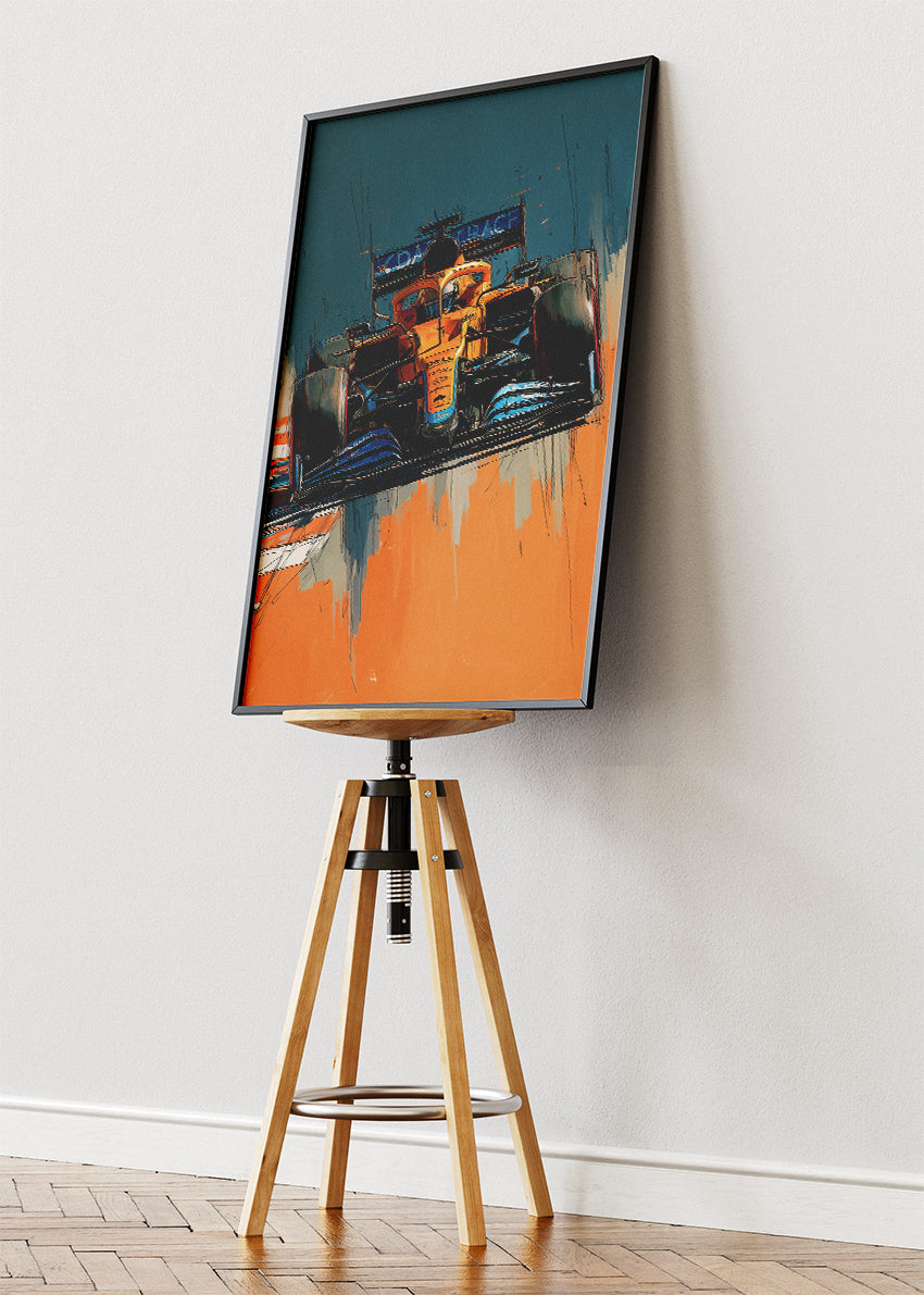 Abstract Formula 1 Orange Racing Car Poster Canvas & Print – AI PRINT LAB