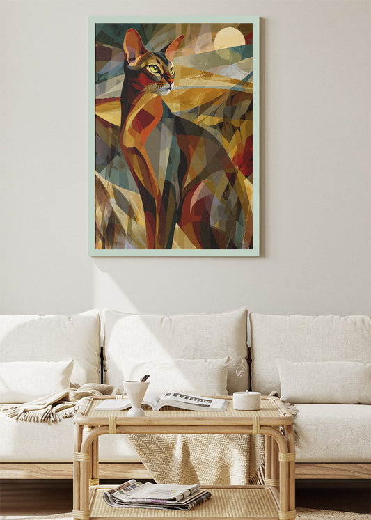 Abstract Geometric Cat Art Poster & Canvas Print – Modern Feline Wall Decor