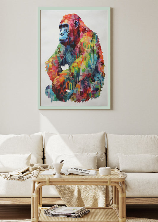 Abstract Gorilla Canvas Print & Poster – Modern Colorful Wildlife Wall Art