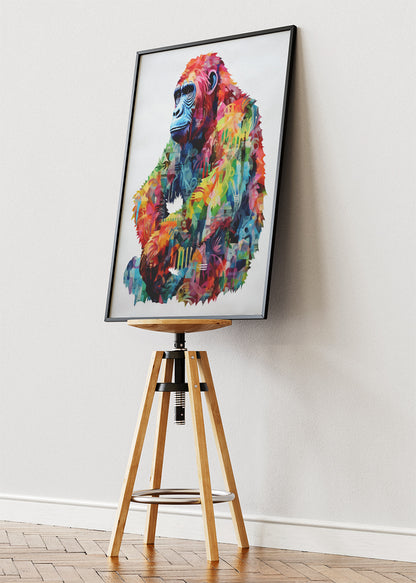 Abstract Gorilla Canvas Print & Poster – Modern Colorful Wildlife Wall Art