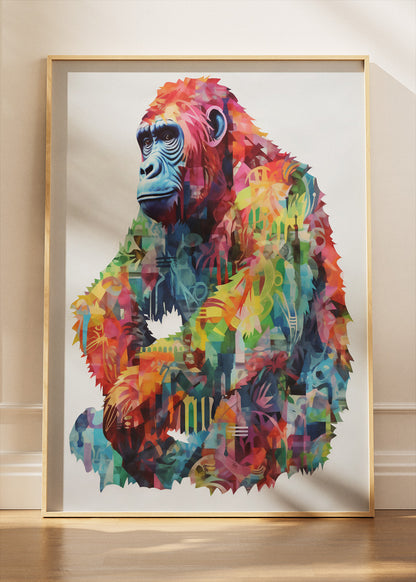 Abstract Gorilla Canvas Print & Poster – Modern Colorful Wildlife Wall Art