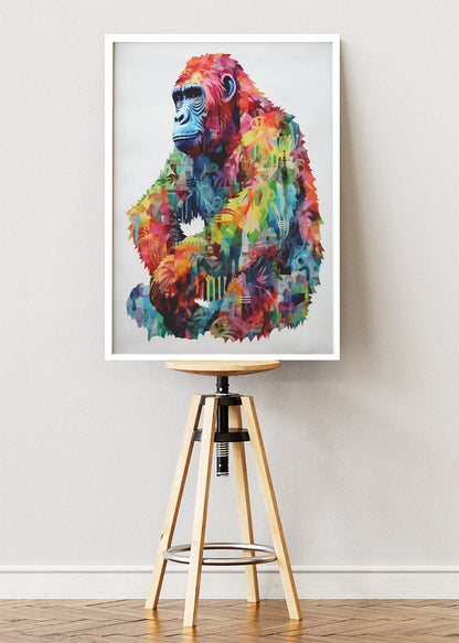 Abstract Gorilla Canvas Print & Poster – Modern Colorful Wildlife Wall Art