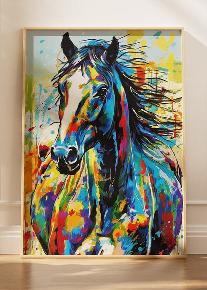 Abstract Horse Wall Art Print & Canvas – Colorful Modern Animal Artwork