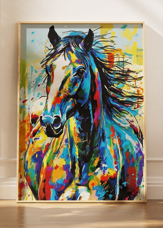 Abstract Horse Wall Art Print & Canvas – Colorful Modern Animal Artwork