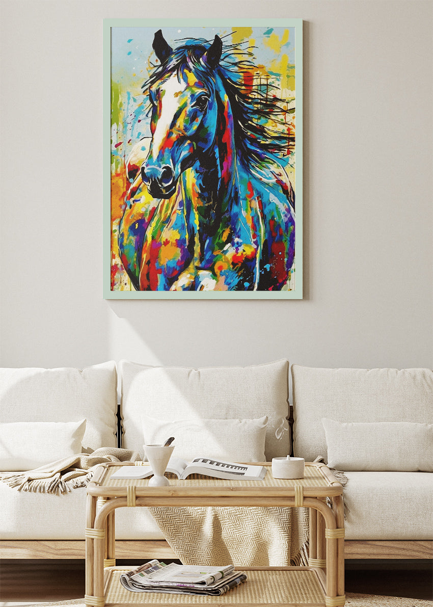 Abstract Horse Wall Art Print & Canvas – Colorful Modern Animal Artwork