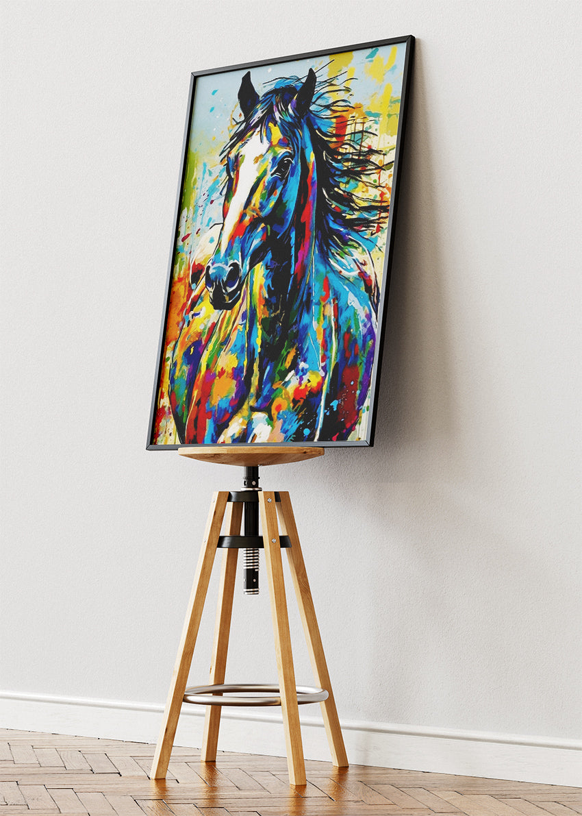 Abstract Horse Wall Art Print & Canvas – Colorful Modern Animal Artwork