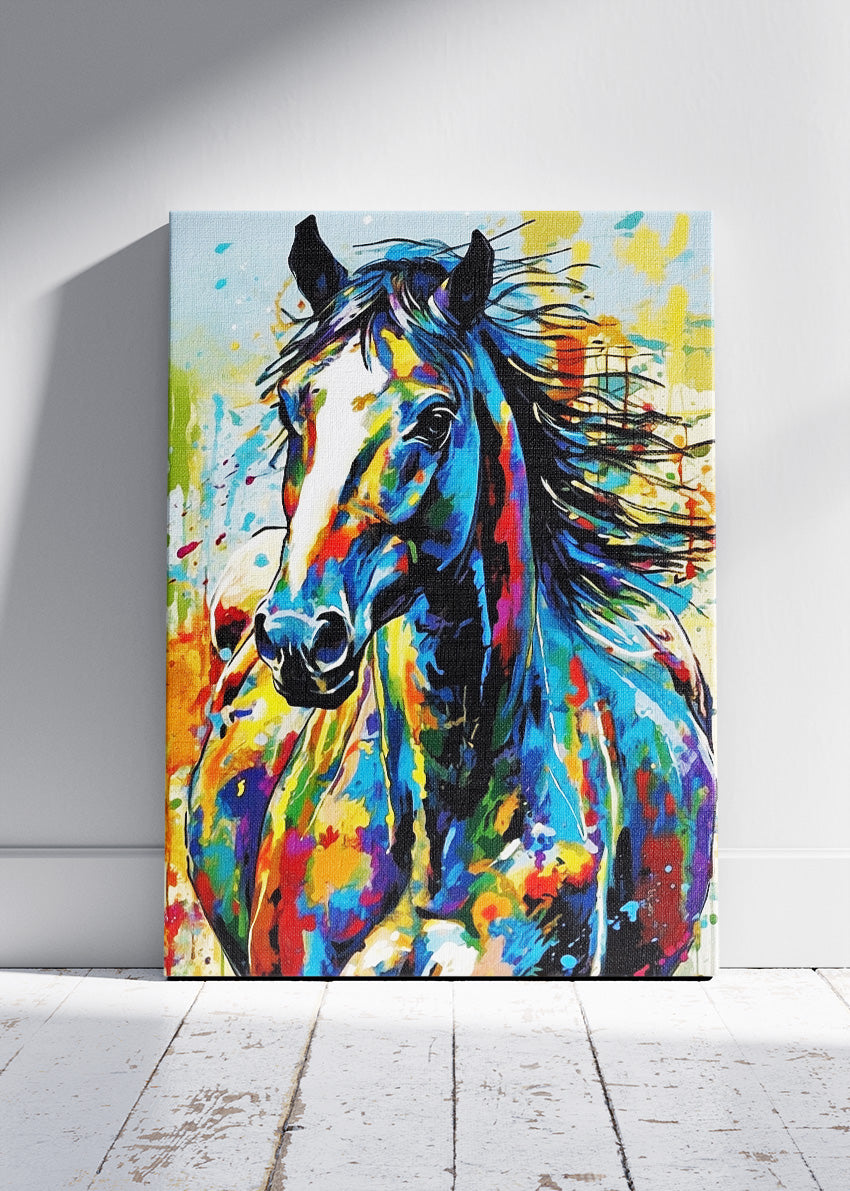 Abstract Horse Wall Art Print & Canvas – Colorful Modern Animal Artwork