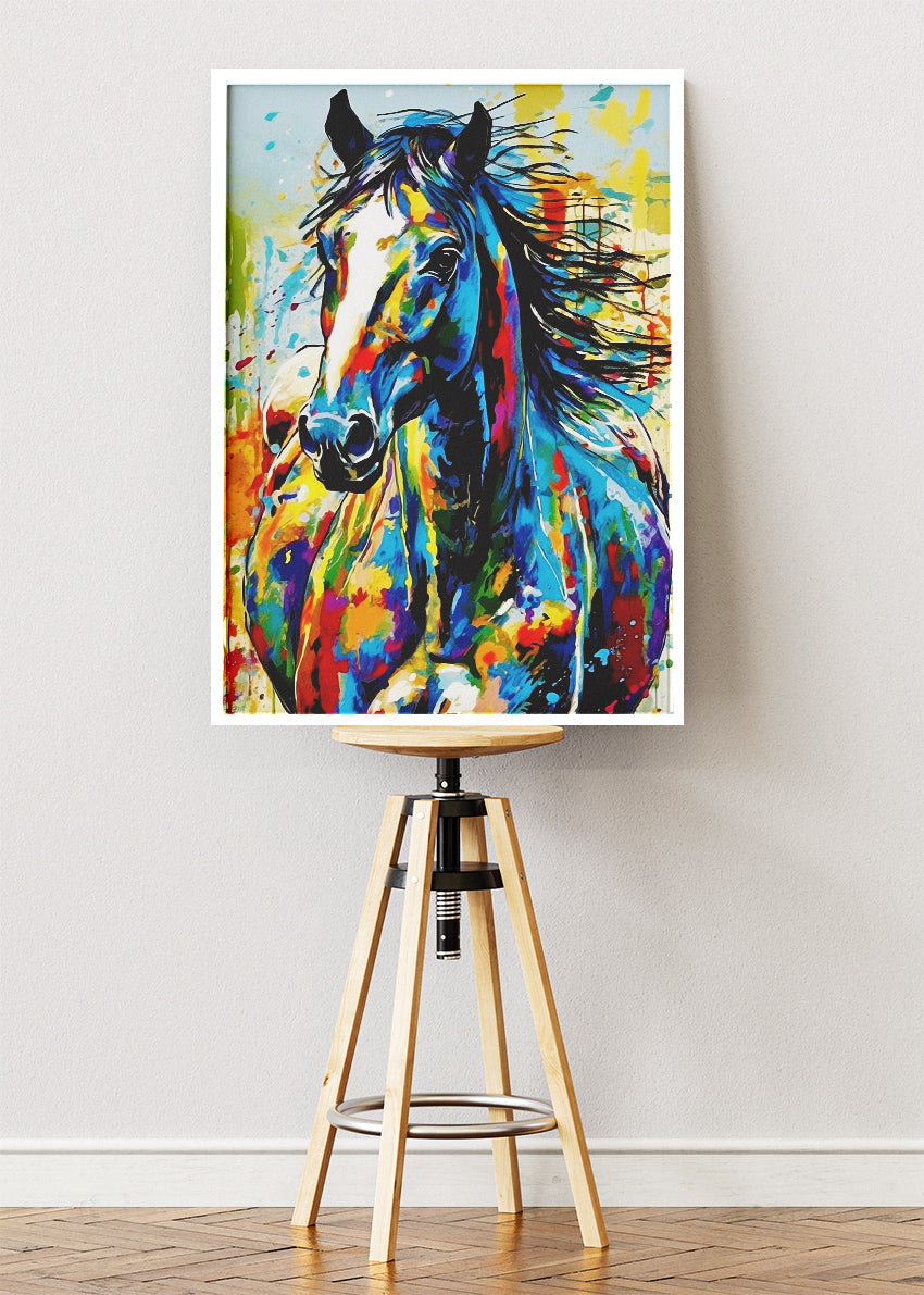 Abstract Horse Wall Art Print & Canvas – Colorful Modern Animal Artwork