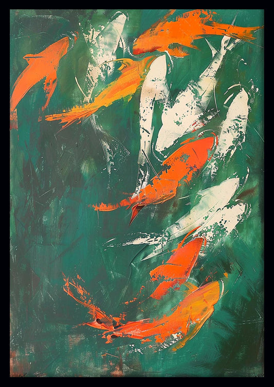 Abstract Koi Fish Art – Vibrant Zen-Inspired Canvas & Poster Print – T1095 – AiPrintLab