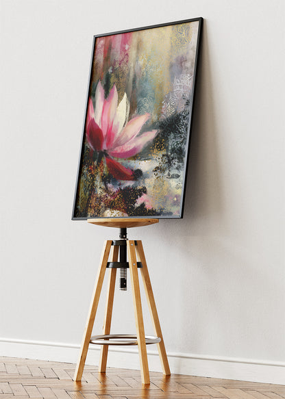 Abstract Lotus Flower Gold Texture Canvas & Poster Print – AI PRINT LAB