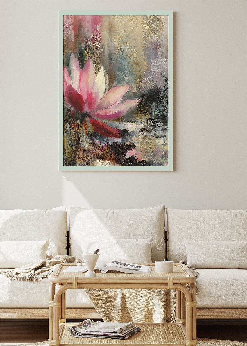 Abstract Lotus Flower Gold Texture Canvas & Poster Print – AI PRINT LAB