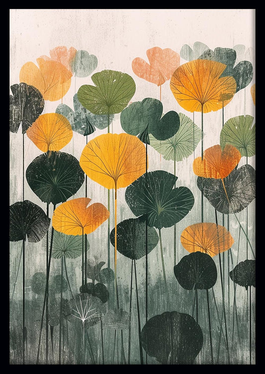 Abstract Lotus Leaves – Minimalist Nature Canvas & Poster Art Print – T1096 – AiPrintLab