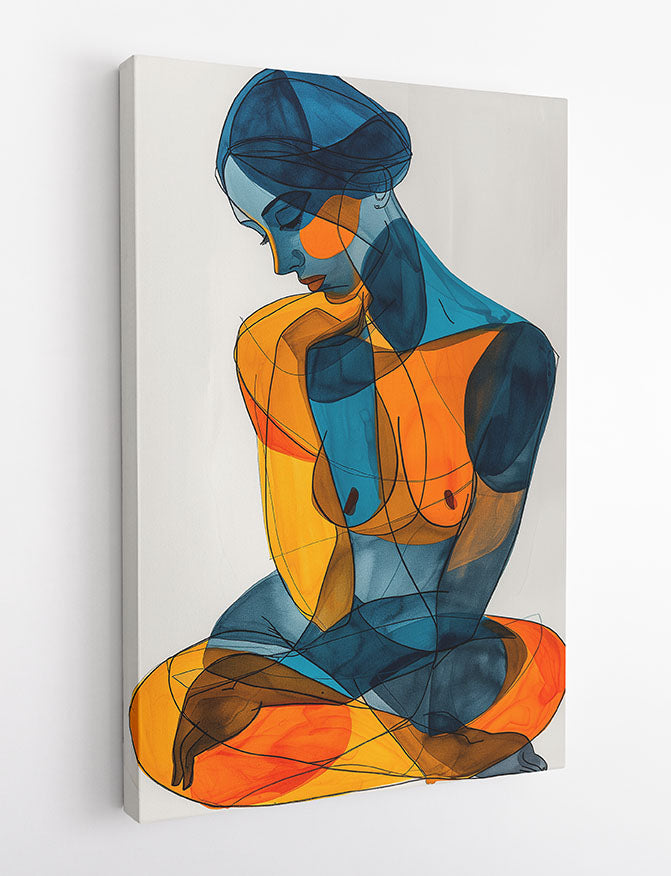 Abstract Nude Woman – Geometric Figurative Canvas & Poster Wall Art – T1264 – AiPrintLab