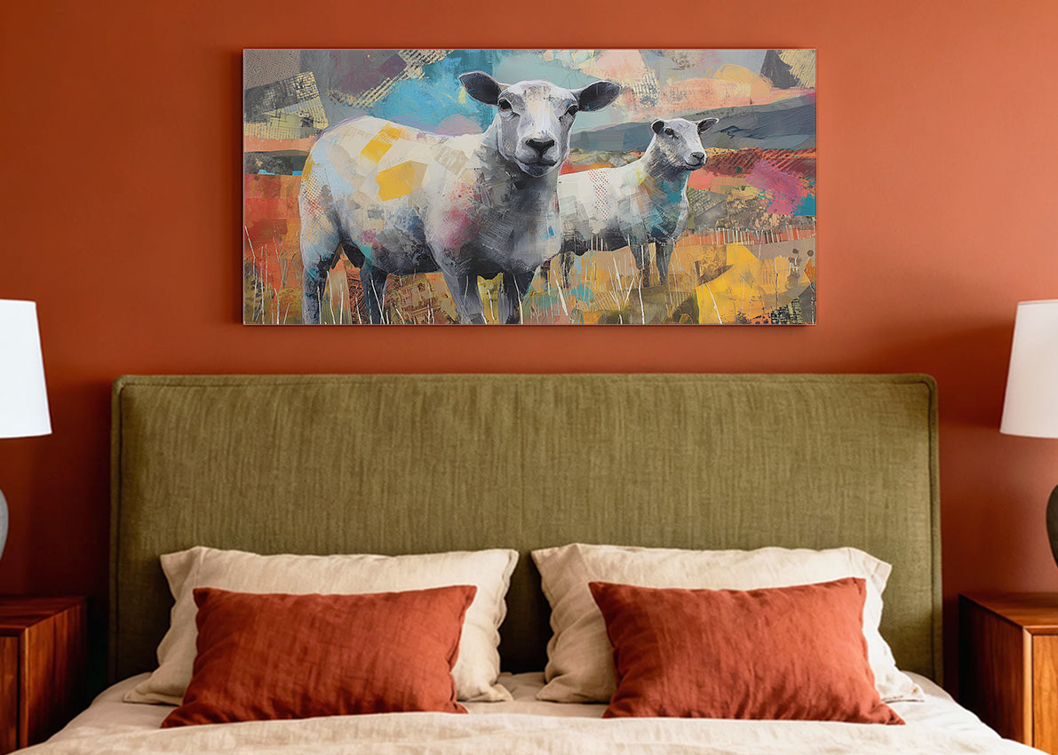 Abstract Sheep Art Canvas Wall Decor – Single & 3 Panel Split – AI PRINT LAB